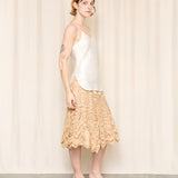 Tracy Reece Tan Silk Rushed Skirt