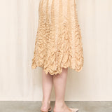 Tracy Reece Tan Silk Rushed Skirt