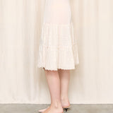 Vintage Pink Slip Skirt with Floral Embroidery