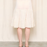 Vintage Pink Slip Skirt with Floral Embroidery