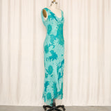 Teal Blue Silk Bias Cut Gown