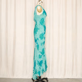 Teal Blue Silk Bias Cut Gown