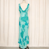 Teal Blue Silk Bias Cut Gown