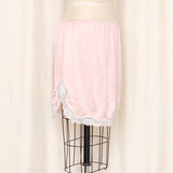 Pink Silk Slip Skirt with Lace Trim
