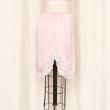 Pink Silk Slip Skirt with Lace Trim