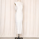 BCBG White Silk Blend Open Back Dress