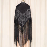 Mary McFadden Black Shawl with Fringe Details