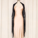 Mary McFadden Black Shawl with Fringe Details