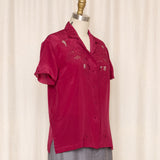 Fuscia Silk Hand Embroidered Blouse