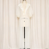 Vintage Sheer Robe with Satin Embroidered Collar