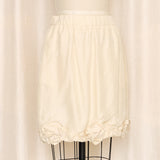 Moschino Beige Silk Skirt with Floral Trim