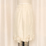 Moschino Beige Silk Skirt with Floral Trim