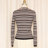 Moschino C&C Striped Cardigan with Floral Applique