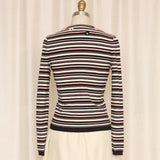 Moschino C&C Striped Cardigan with Floral Applique