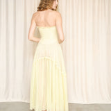 Vintage 70s Pale Yellow Cotton Eyelet Dress