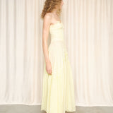 Vintage 70s Pale Yellow Cotton Eyelet Dress