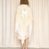 Antique Embroidered Silk Piano Shawl as is