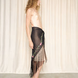 Vintage Charter Club Silk Embroidered Fringe Shawl