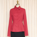 Philosophy di Alberta Ferretti Red Peplum Button Up Top