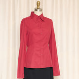 Philosophy di Alberta Ferretti Red Peplum Button Up Top