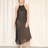 Adrianna Papell Black Halter Midi Dress