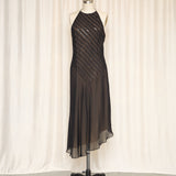 Adrianna Papell Black Halter Midi Dress