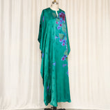 Teal Floral Silk Blend Caftan