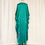 Teal Floral Silk Blend Caftan