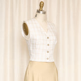 Escada Linen Checkered Vest, Made in Italy