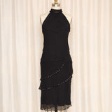 Silk Black Halter Neck Cocktail Dress