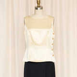 Escada Gold Button Silk Linen Blend Top