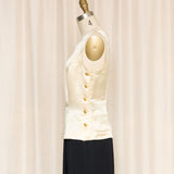 Escada Gold Button Silk Linen Blend Top