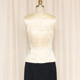 Escada Gold Button Silk Linen Blend Top