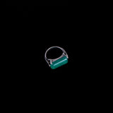 Sterling Silver Green Stone Bar Ring