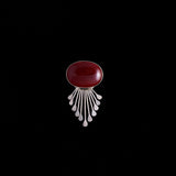 Sterling Silver Modernist Carnelian Cabochon Brooch/ Pendant