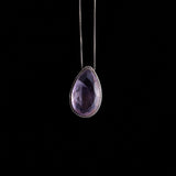 Sterling Silver Necklace with Large Purple Glass Teardrop Pendant