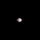 14K Pearl Ring with Scalloped Stones
