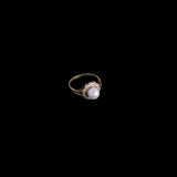 14K Pearl Ring with Scalloped Stones