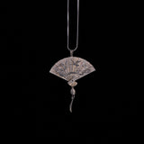 Fan Shaped Pendant on Chain Necklace