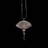 Fan Shaped Pendant on Chain Necklace