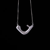 Sterling Silver Modernist Sculptural Necklace with Large Abstract Pendant