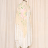 Antique Embroidered Silk Piano Shawl as is