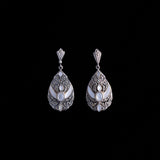 Sterling Silver Large Earrings with Mother Of Pearl Inlay