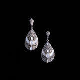 Sterling Silver Large Earrings with Mother Of Pearl Inlay