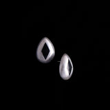 Sterling Silver Teardrop Stud Earrings with Diamond Shaped Onyx Stone