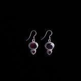 Sterling Silver Tiered Earrings with Garnet Stones