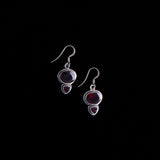 Sterling Silver Tiered Earrings with Garnet Stones