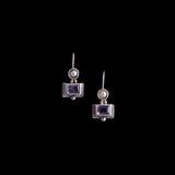 Sterling Silver Amethyst and Pearl Tiered Drop Earrings