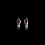Sterling Silver Garnet Hoop Earrings