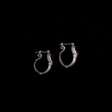 Sterling Silver Garnet Hoop Earrings